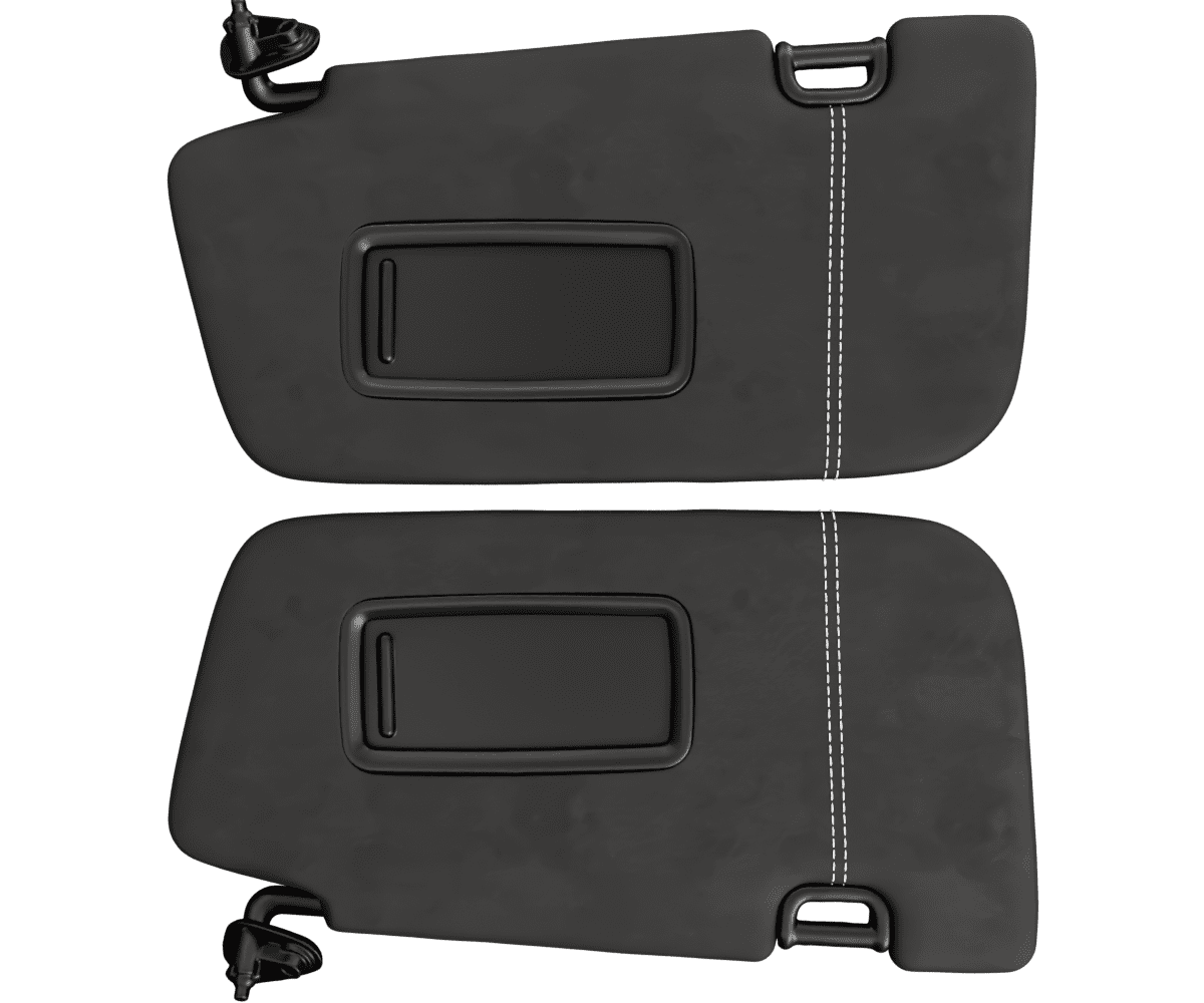 Subaru Impreza Custom upholstered black Alcantara sun-visors with parallel stitching