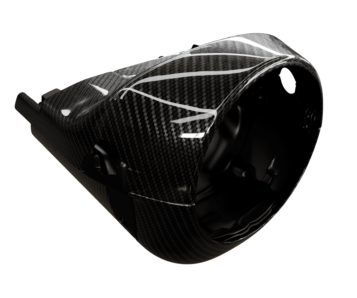 bmw e9x Carbon fiber steering column cover in a high gloss finish