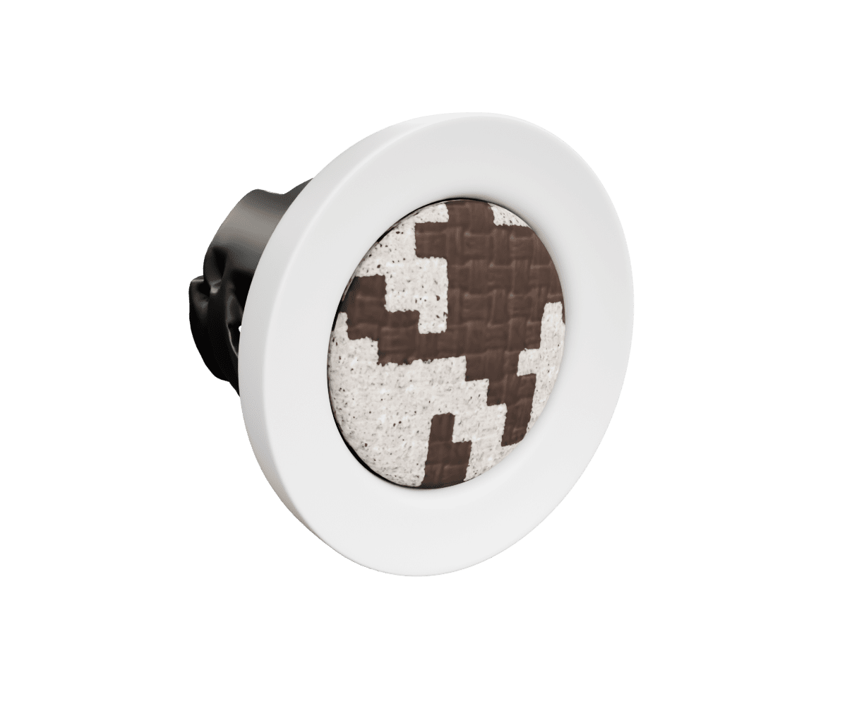 bmw e9x push start button upholstered in custom woven houndstooth fabric