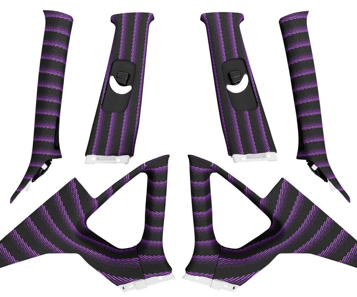 infiniti m45 OEM pillars wrapped in 3 Mtech Purple