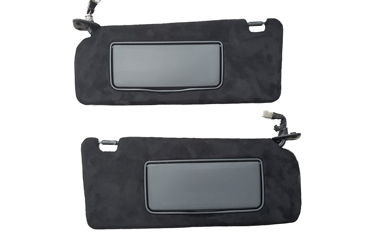 Lexus IS300 XE10 sun visor pair in black Alcantara with vanity mirrors